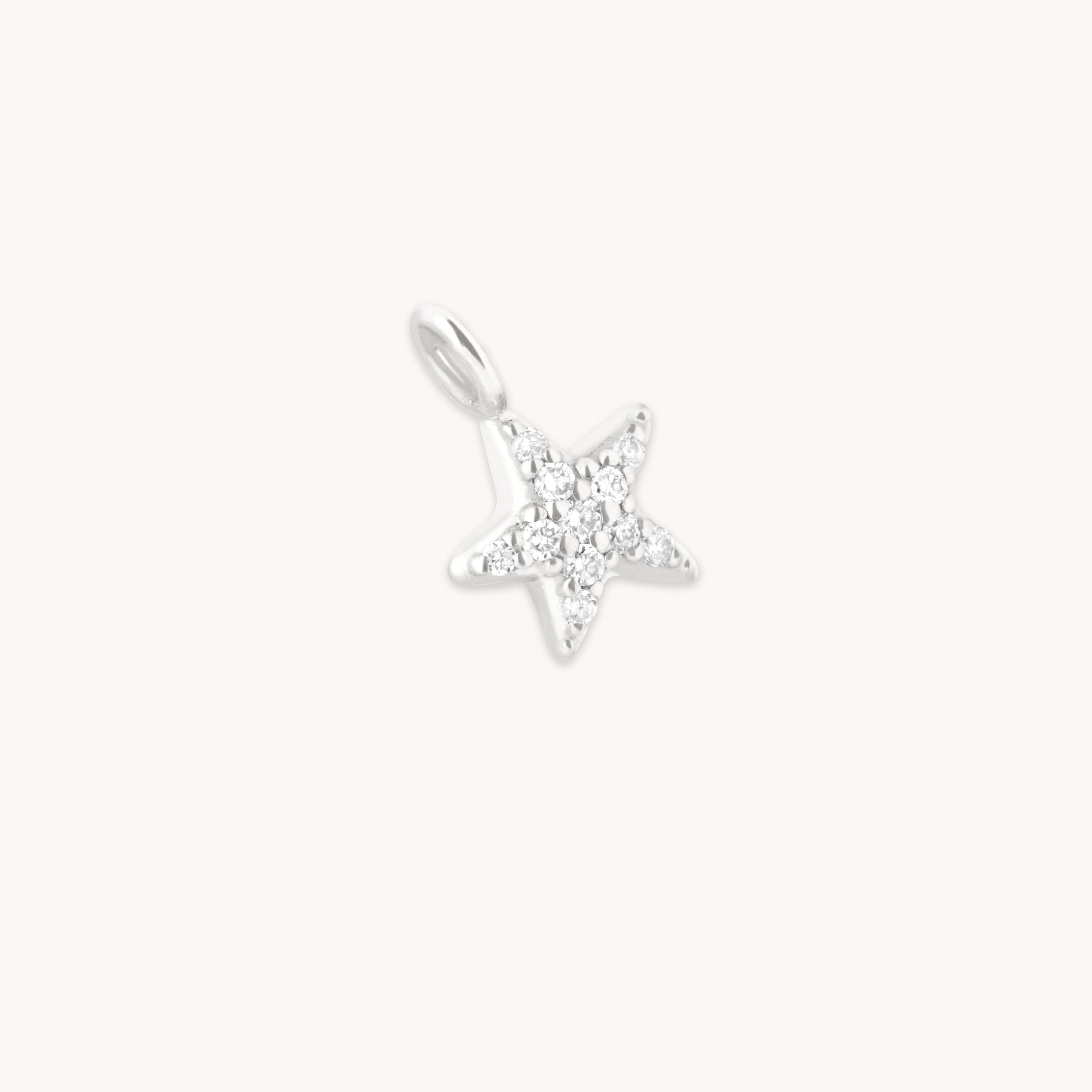 Pavé Star Charm 9k White Gold-Astrid &amp; Miyu