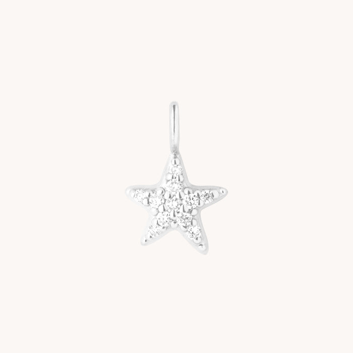 Pavé Star Charm 9k White Gold