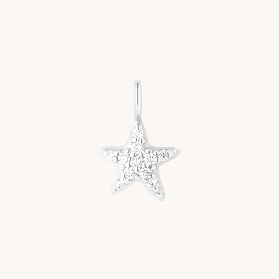 Pavé Star Charm 9k White Gold