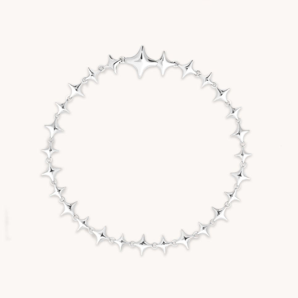 Cosmic Star Chain Bracelet in Silver