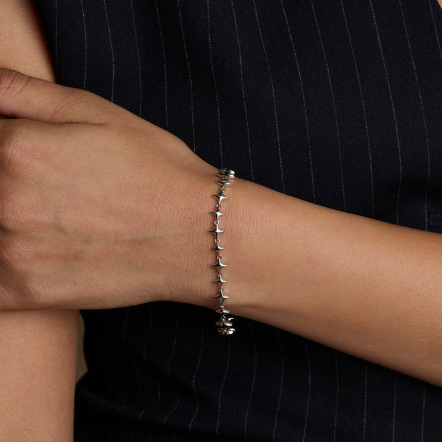Cosmic Star Chain Bracelet in Silver