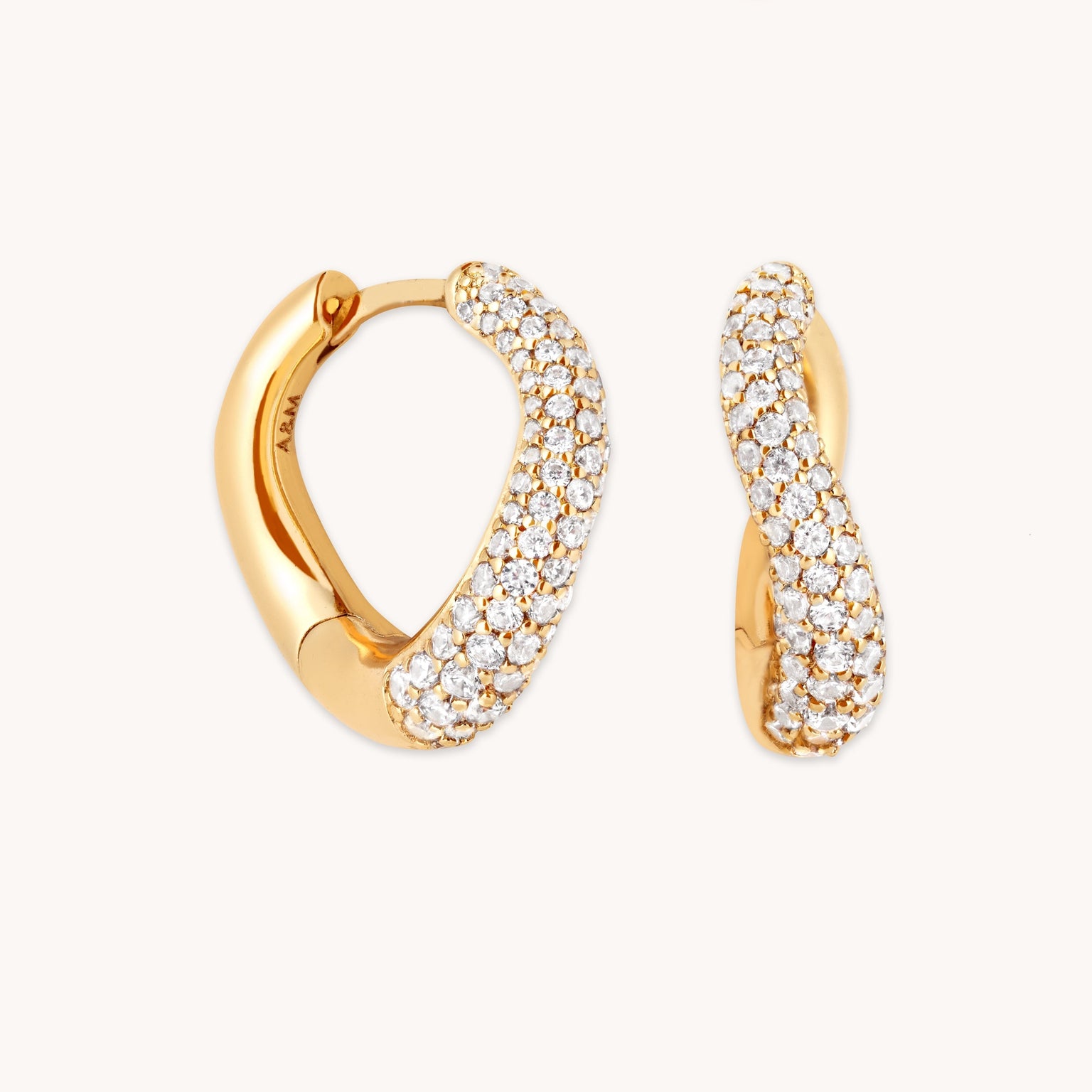Wave Crystal Hoops in Gold