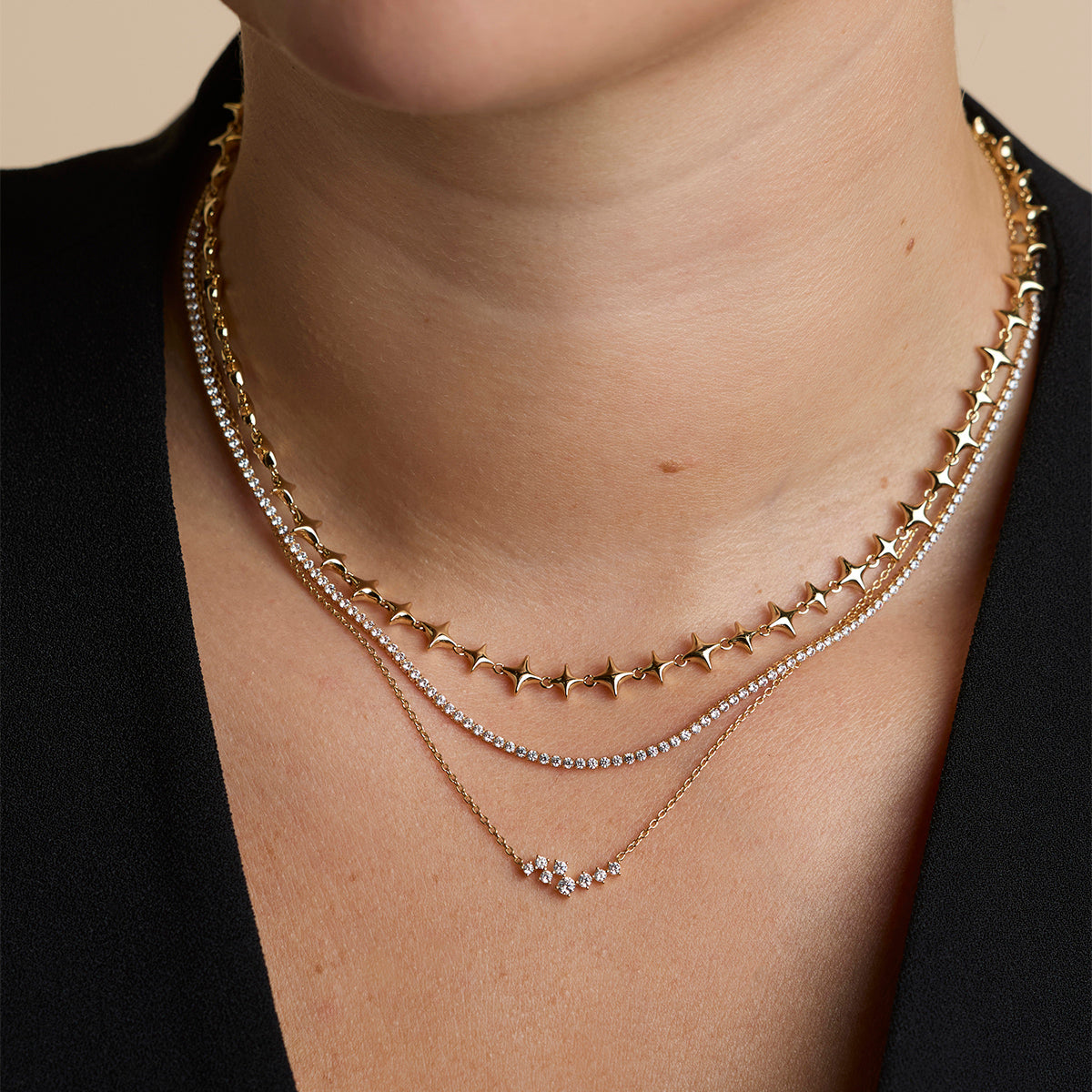 Cosmic Star Chain Necklace in Gold