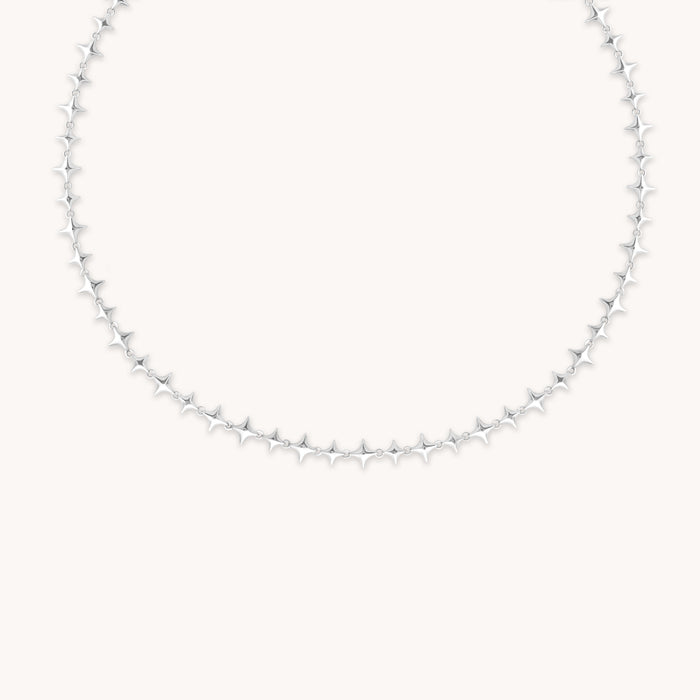 Cosmic Star Chain Necklace in Silver