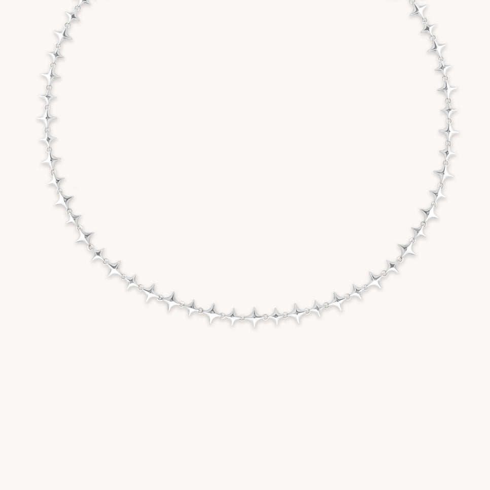 Cosmic Star Chain Necklace in Silver