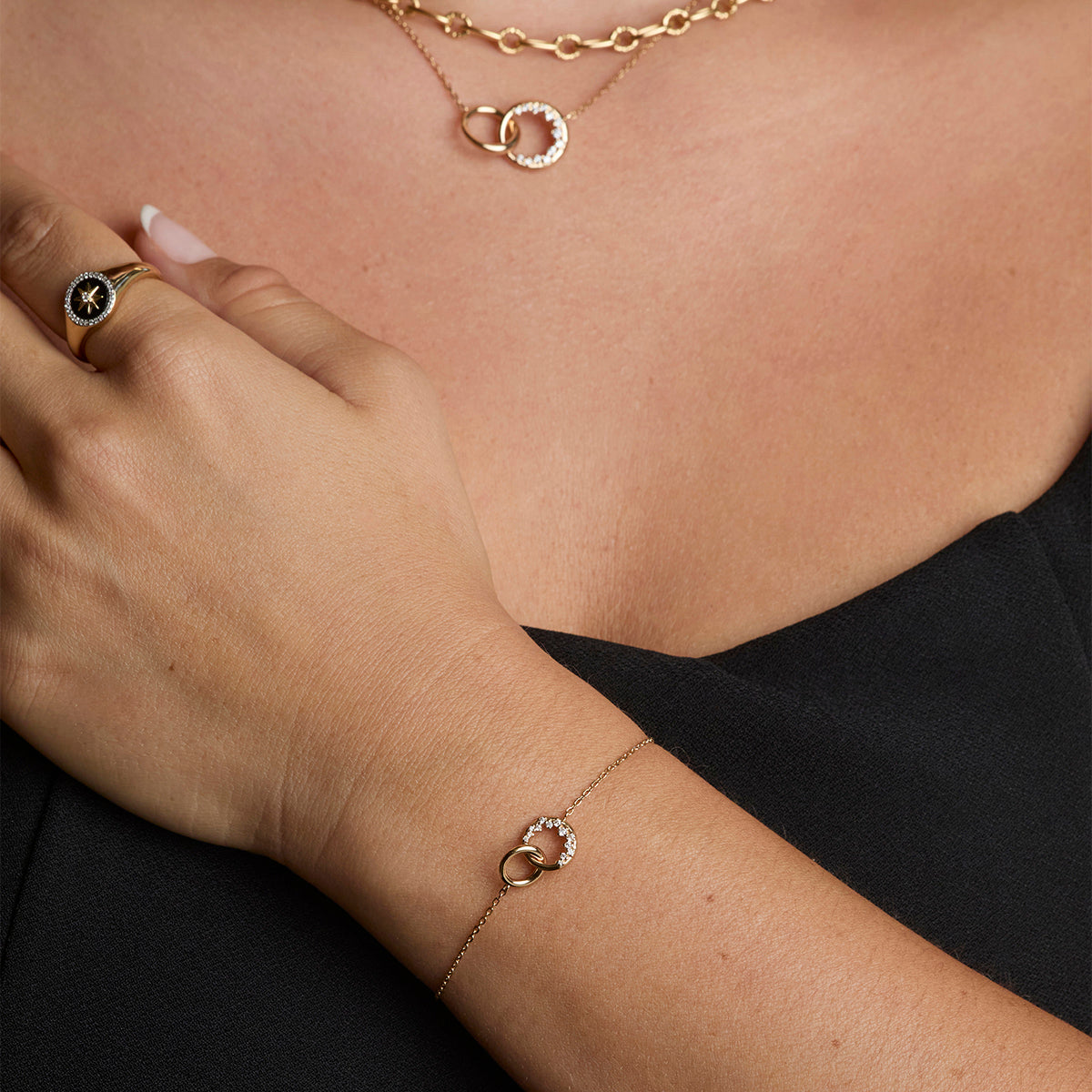 Orbit Crystal Pendant Bracelet in Gold