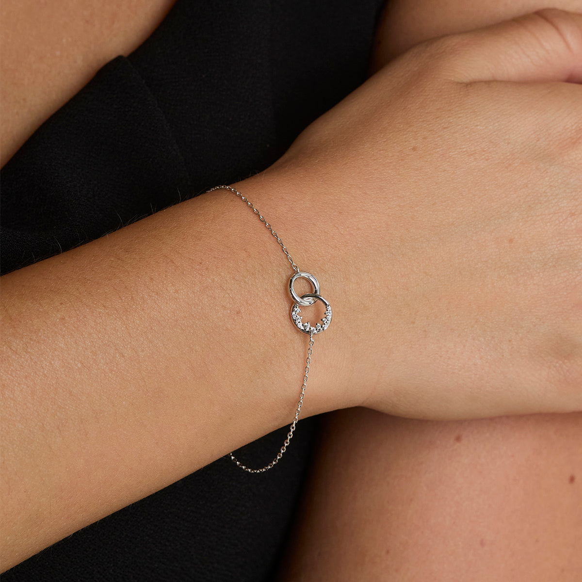 Orbit Crystal Pendant Bracelet in Silver