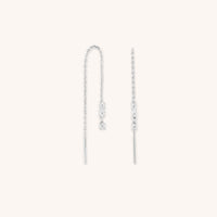 Crystal Thread Through Earrings in Silver