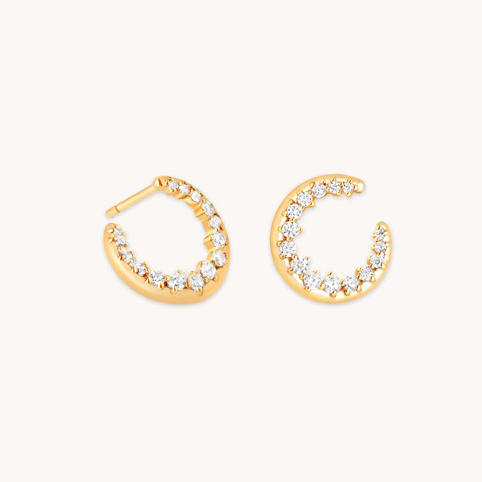 Orbit Pavé Crystal Hoops in Gold