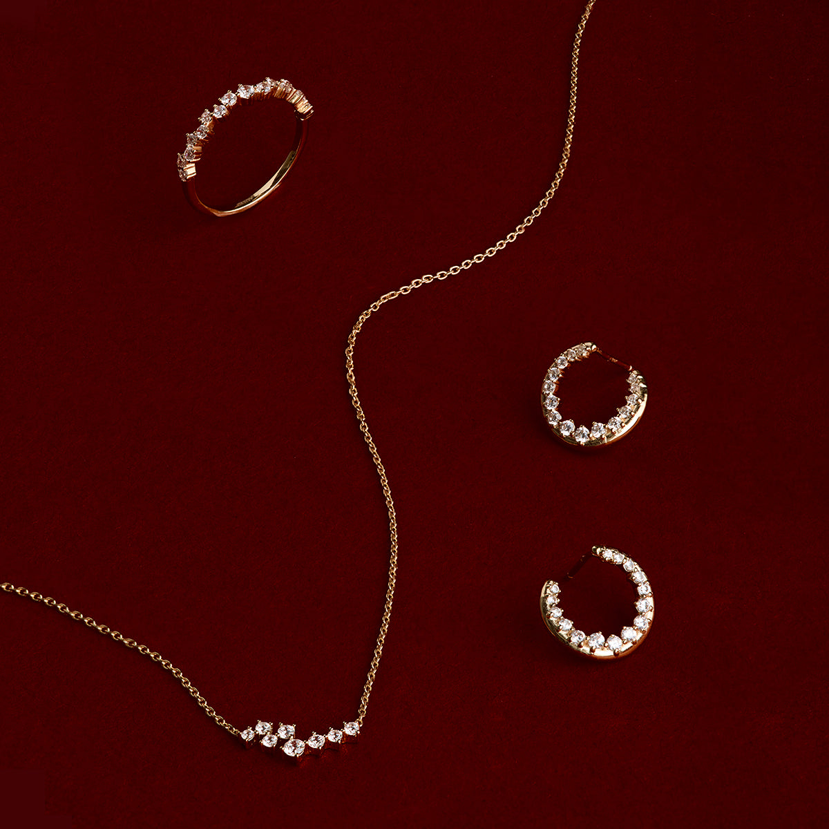 Orbit Pavé Crystal Hoops in Gold