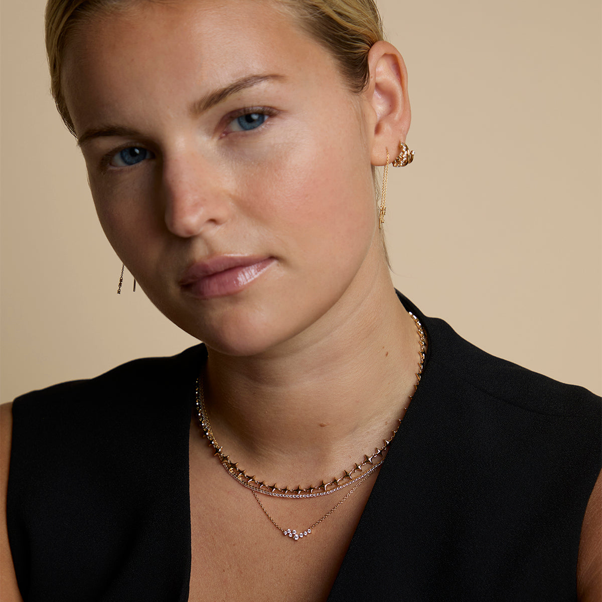 Crystal Scatter Necklace in Gold