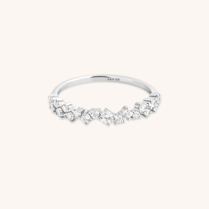Crystal Scatter Band Ring in Silver
