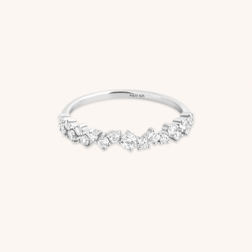 Crystal Scatter Band Ring in Silver