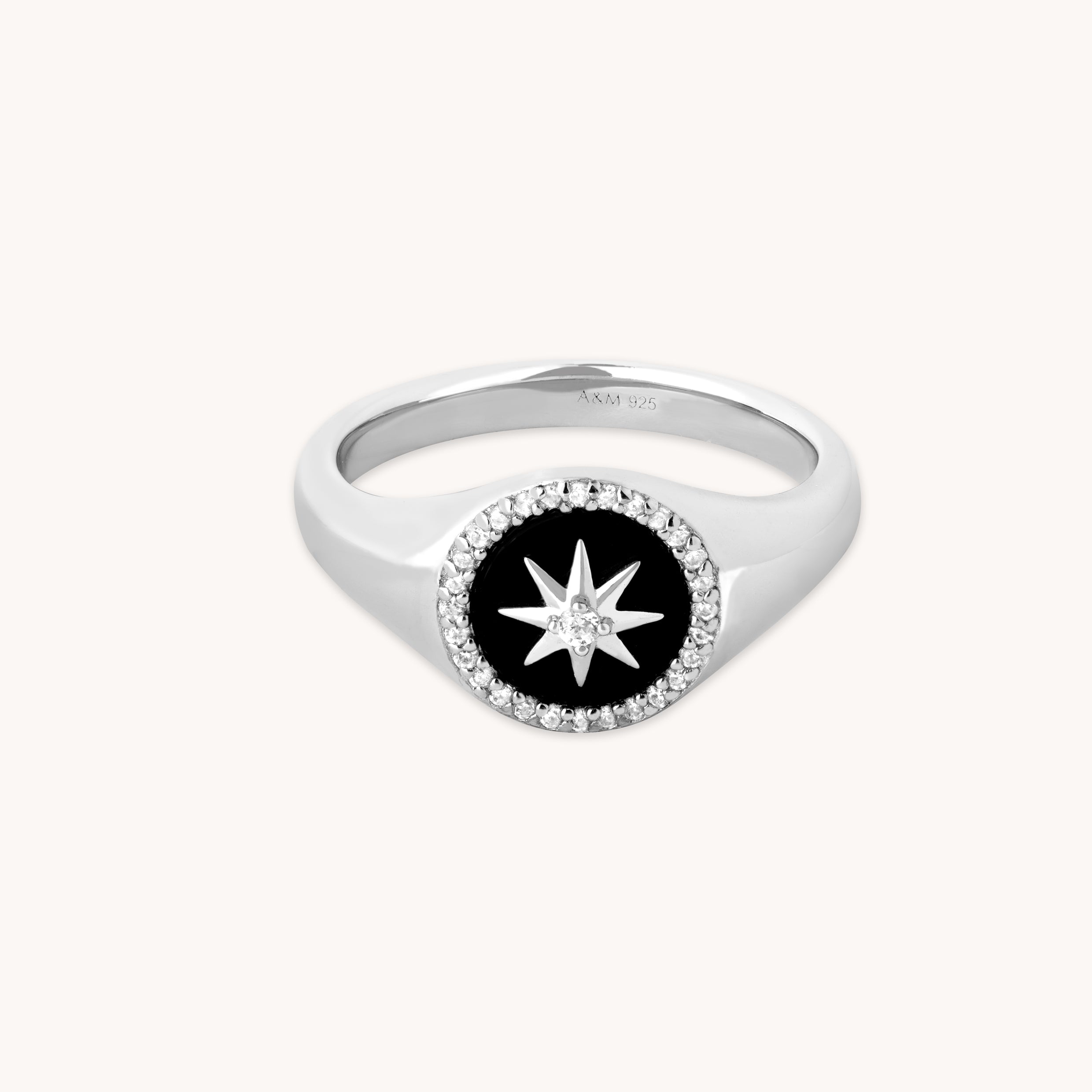 Black Star Signet Ring in Silver