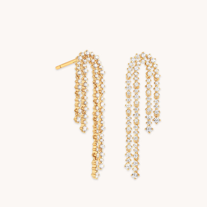 Crystal Scatter Drop Studs in Gold