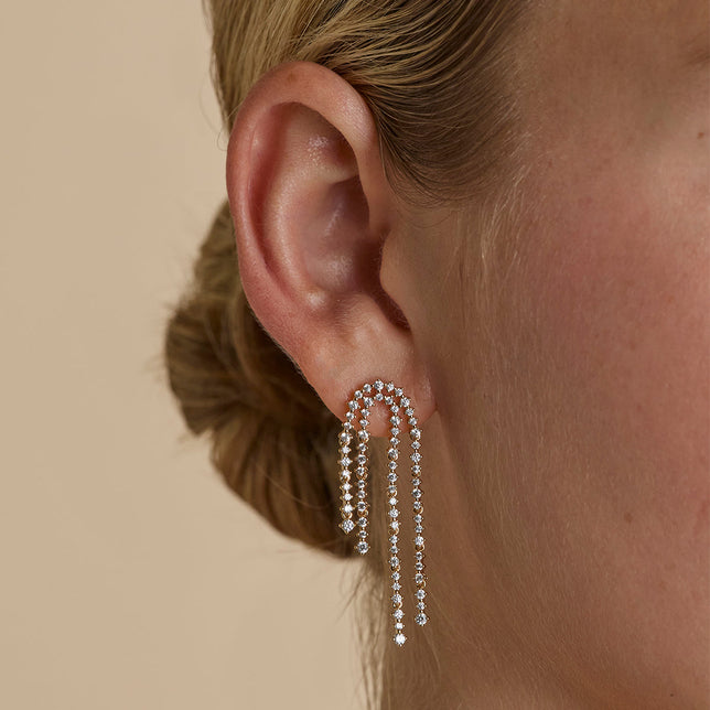 Crystal Scatter Drop Studs in Gold