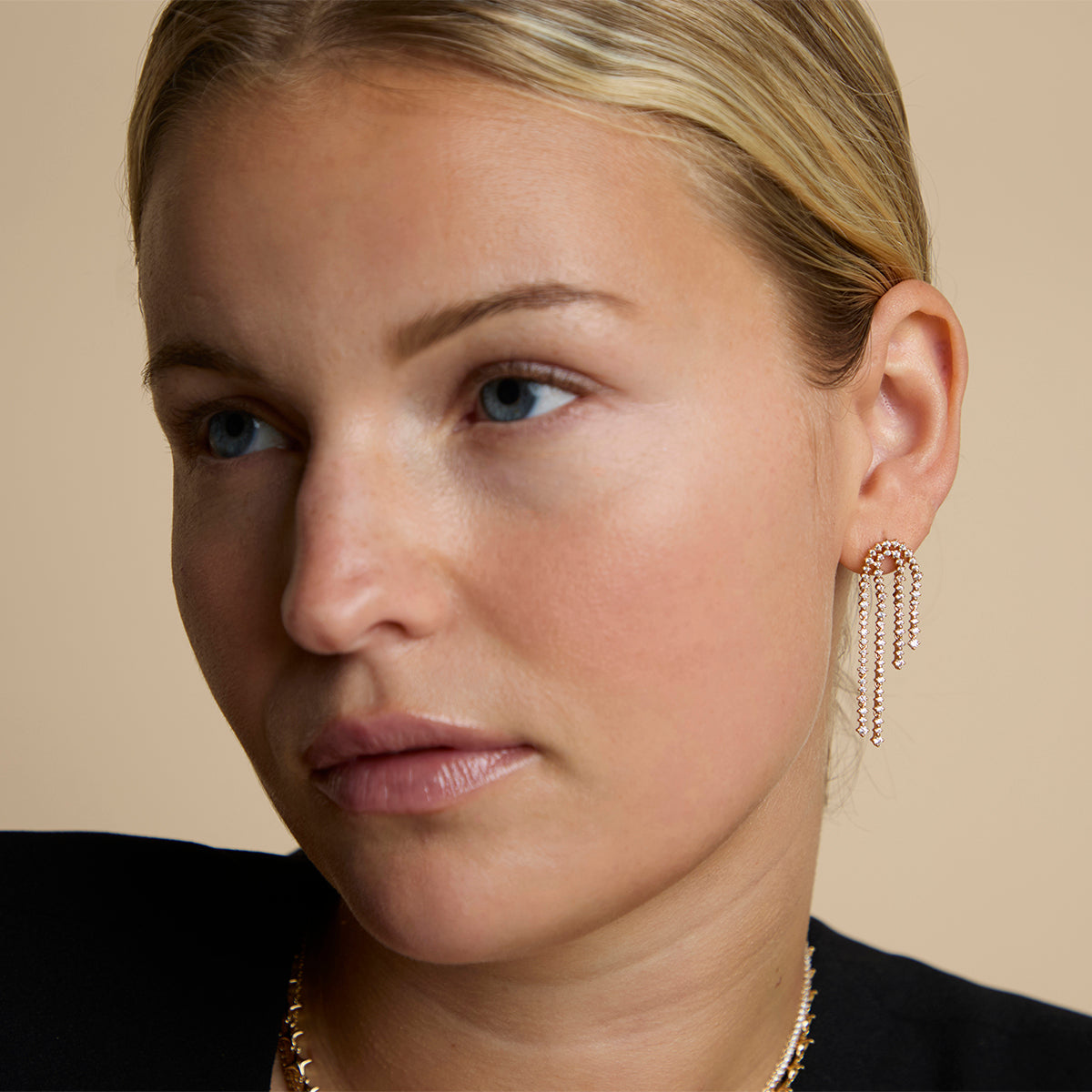 Crystal Scatter Drop Studs in Gold-Astrid &amp; Miyu