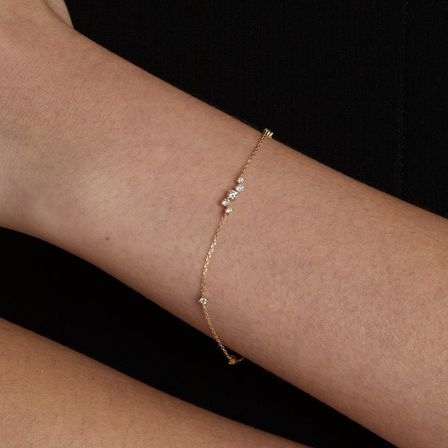Diamond Cluster Bracelet in Solid Gold-Astrid & Miyu