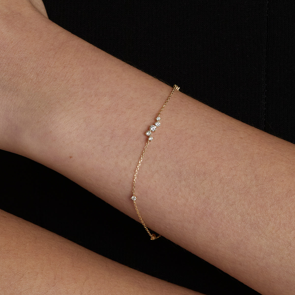 Diamond Cluster Bracelet in Solid Gold-Astrid &amp; Miyu