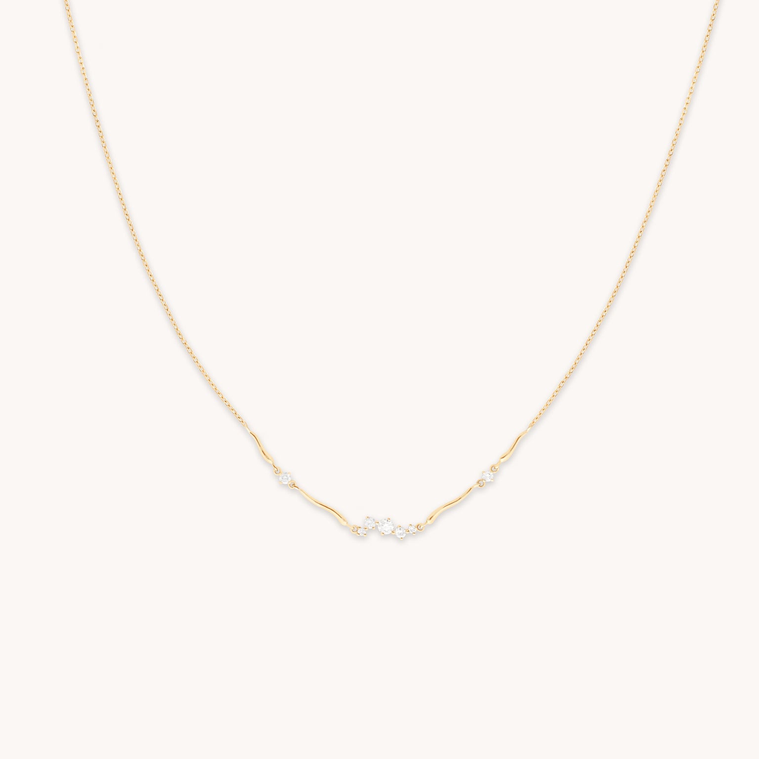 Diamond Cluster Molten Necklace in Solid Gold-Astrid &amp; Miyu