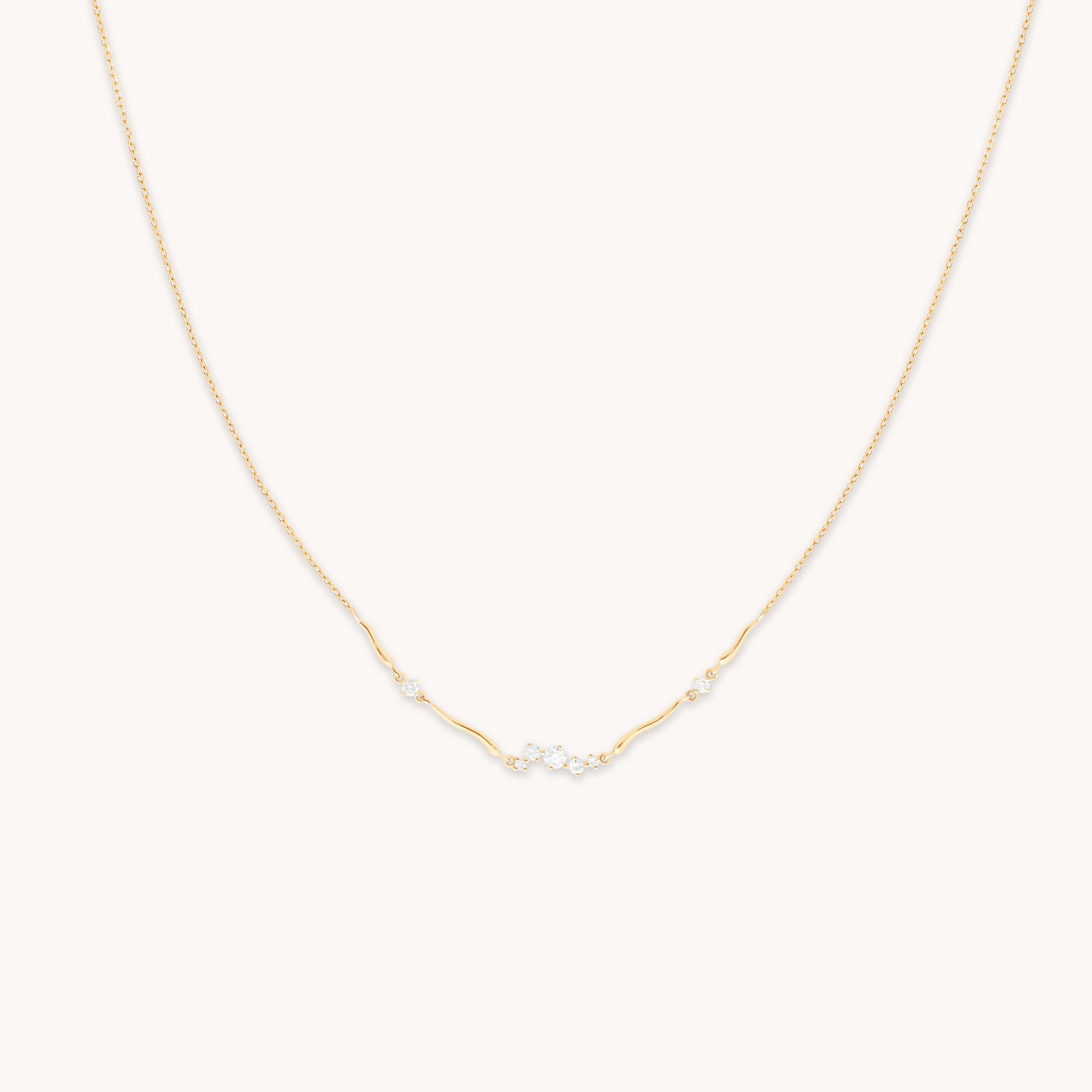 Diamond Cluster Molten Necklace in Solid Gold-Astrid &amp; Miyu