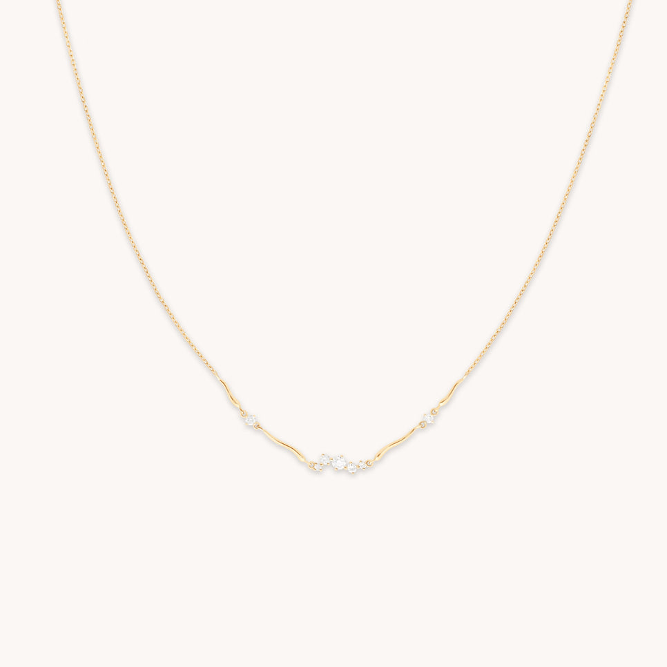 Diamond Cluster Molten Necklace in Solid Gold-Astrid &amp; Miyu