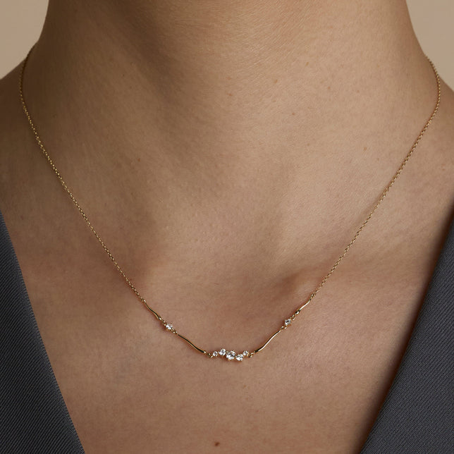 Diamond Cluster Molten Necklace in Solid Gold-Astrid &amp; Miyu