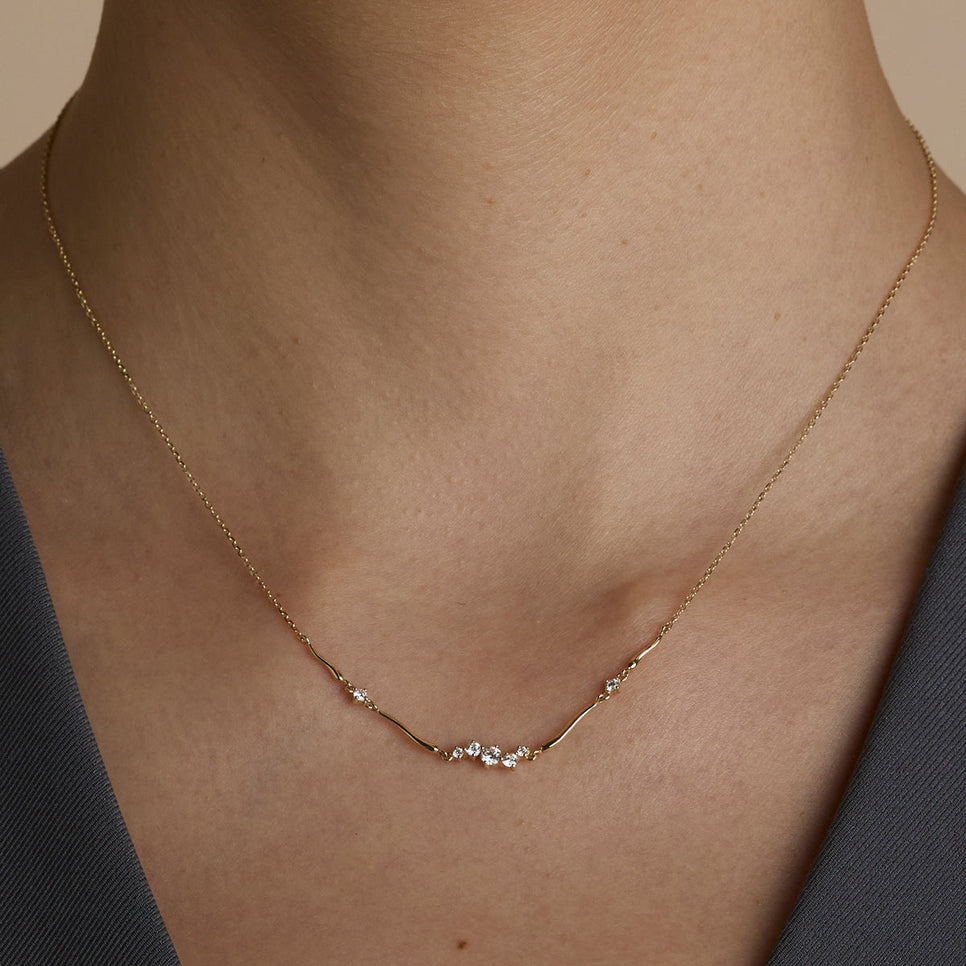 Diamond Cluster Molten Necklace in Solid Gold-Astrid &amp; Miyu