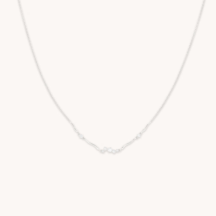 Diamond Cluster Molten Necklace in Solid White Gold-Astrid &amp; Miyu