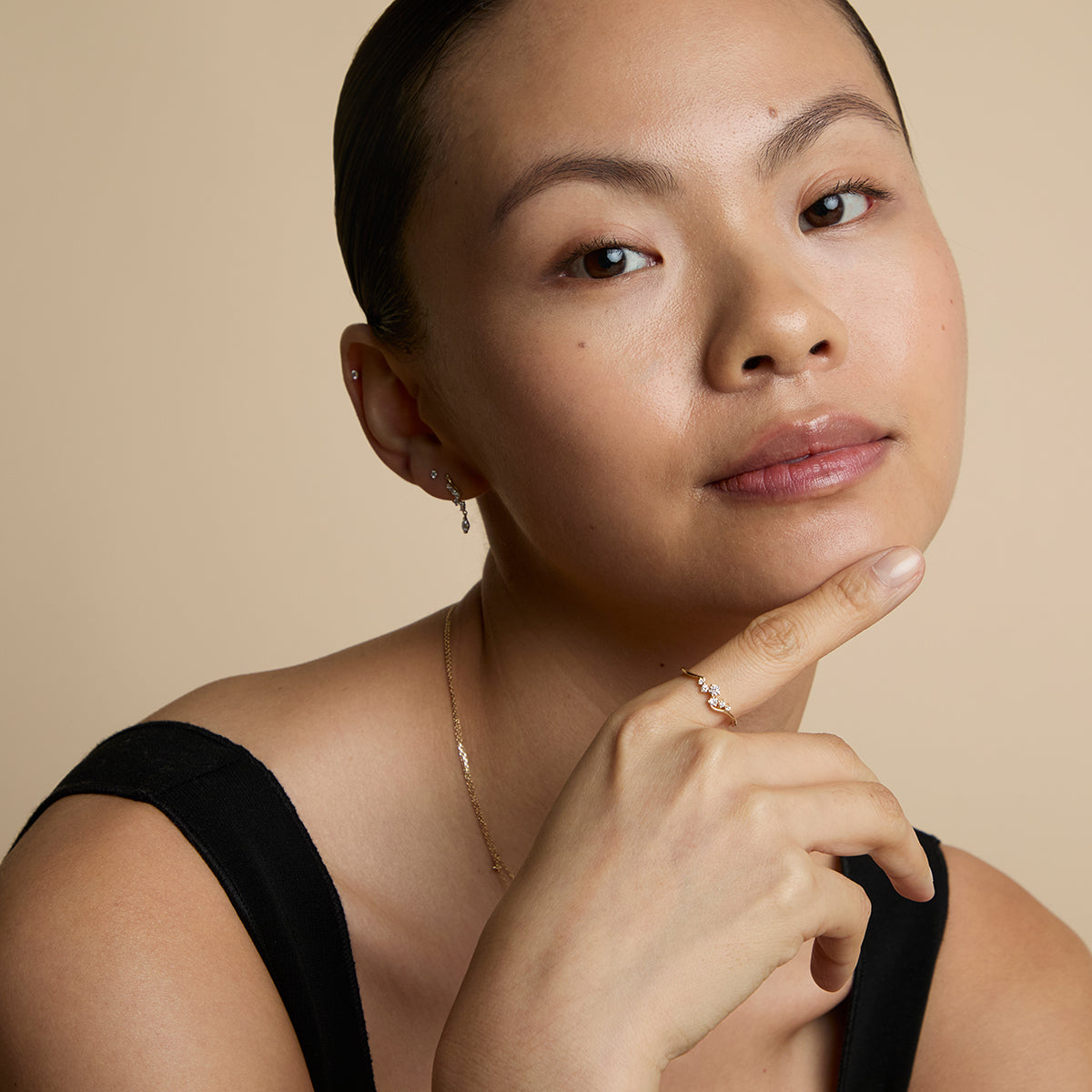 Diamond Cluster Ring in Solid Gold-Astrid &amp; Miyu