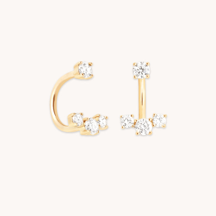 Diamond Trio Ear Jacket in Solid Gold-Astrid &amp; Miyu