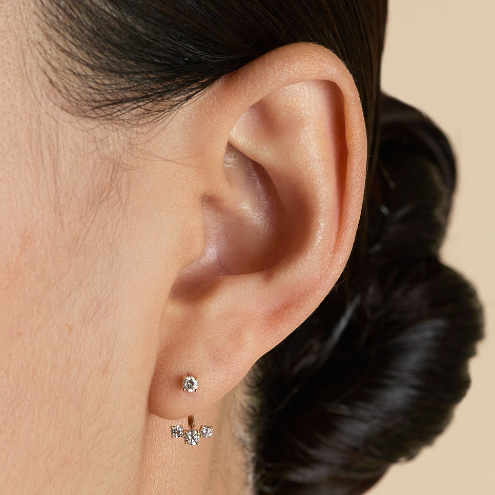 Diamond Trio Ear Jacket in Solid Gold-Astrid &amp; Miyu