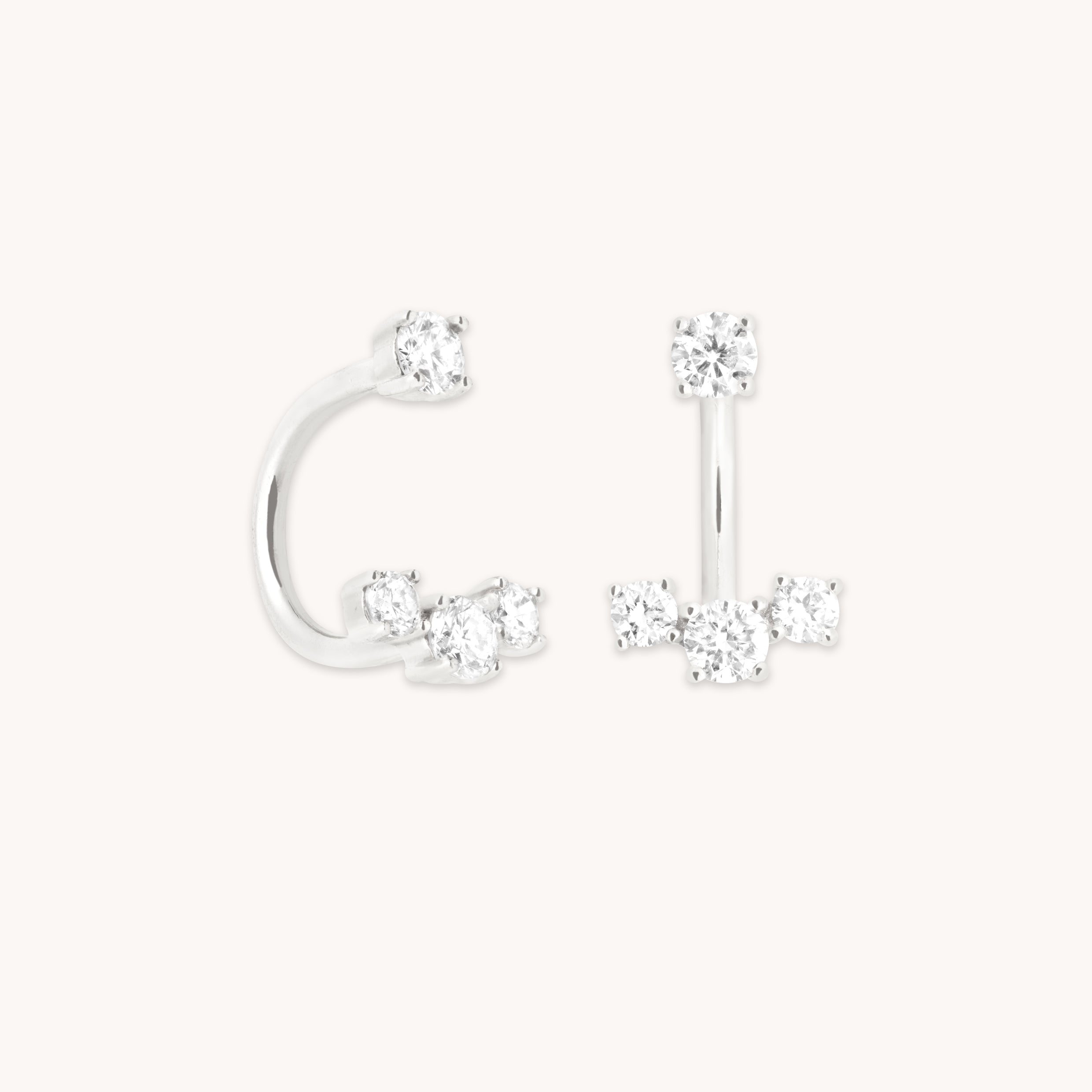 Diamond Trio Ear Jacket in Solid White Gold-Astrid &amp; Miyu