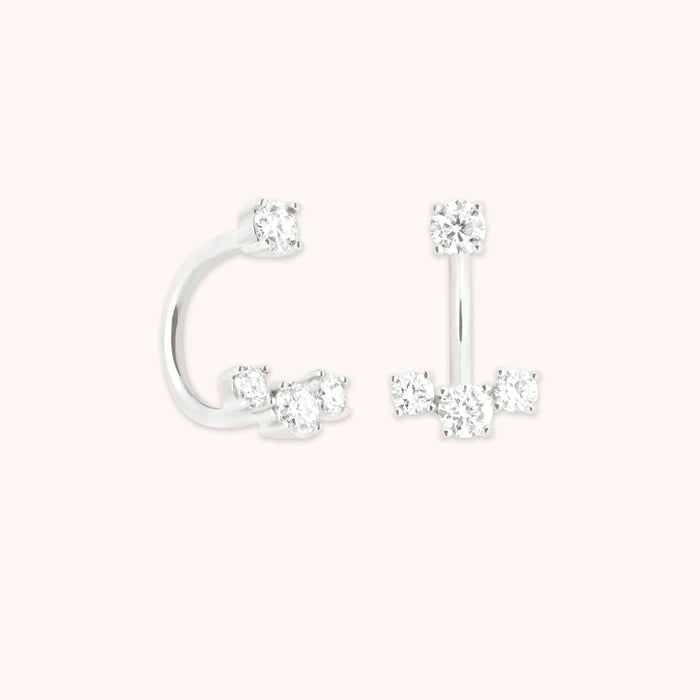 Diamond Trio Ear Jacket in Solid White Gold-Astrid &amp; Miyu
