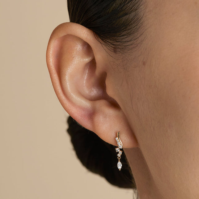 Diamond Wave Charm Studs in Solid Gold-Astrid &amp; Miyu