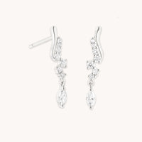 Diamond Wave Charm Studs in Solid White Gold-Astrid &amp; Miyu