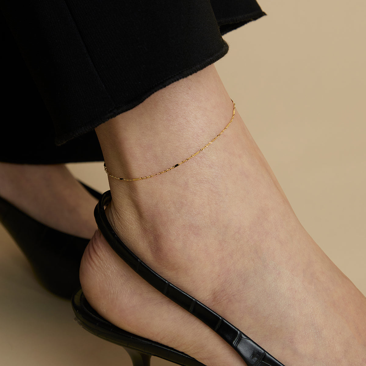Astrid Chain Anklet in Solid Gold