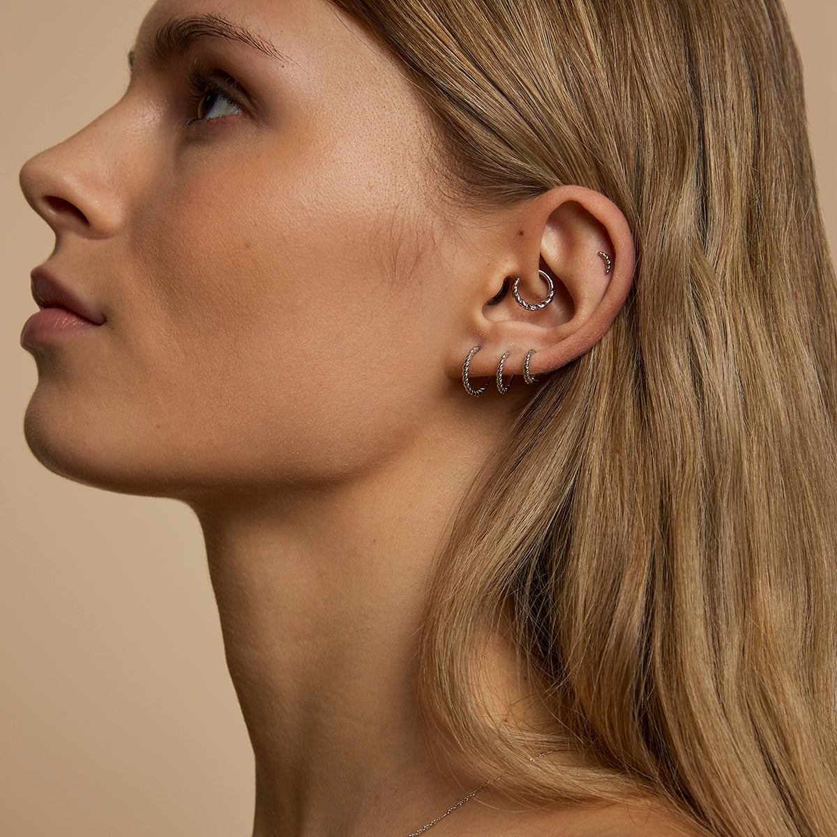 Rope Daith Ring in Solid White Gold-Astrid &amp; Miyu