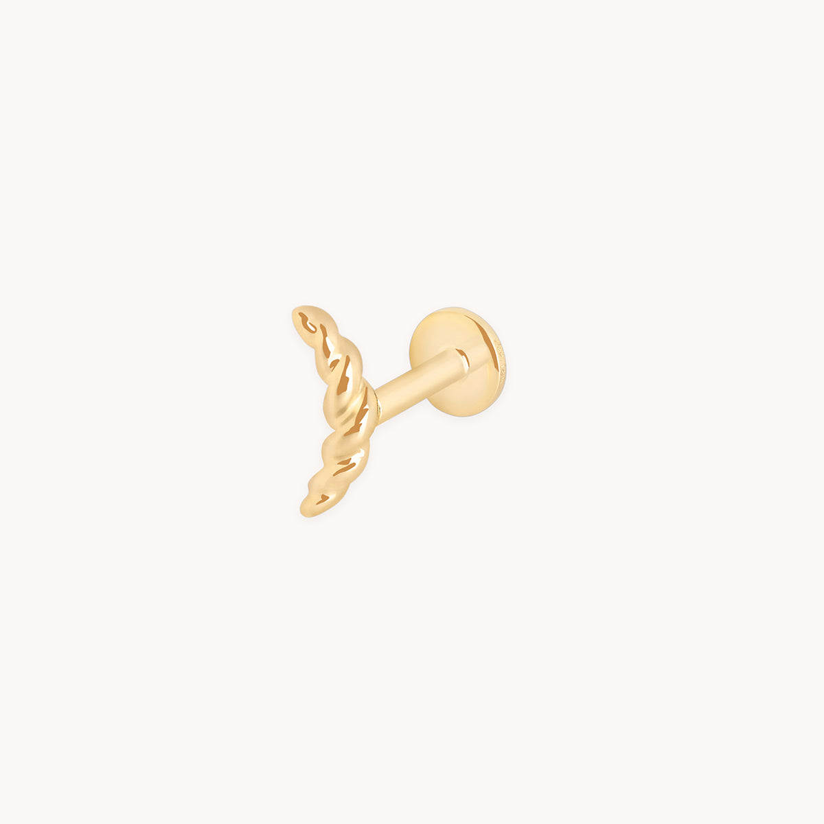 Twisted Rope Curved Piercing Stud in Solid Gold-Astrid &amp; Miyu