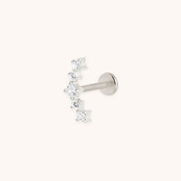 Curved Square Crystal Titanium Piercing Stud in Platinum-Astrid &amp; Miyu