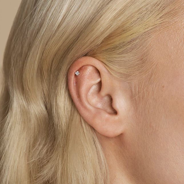 Square Crystal Titanium Piercing Stud in Gold-Astrid & Miyu