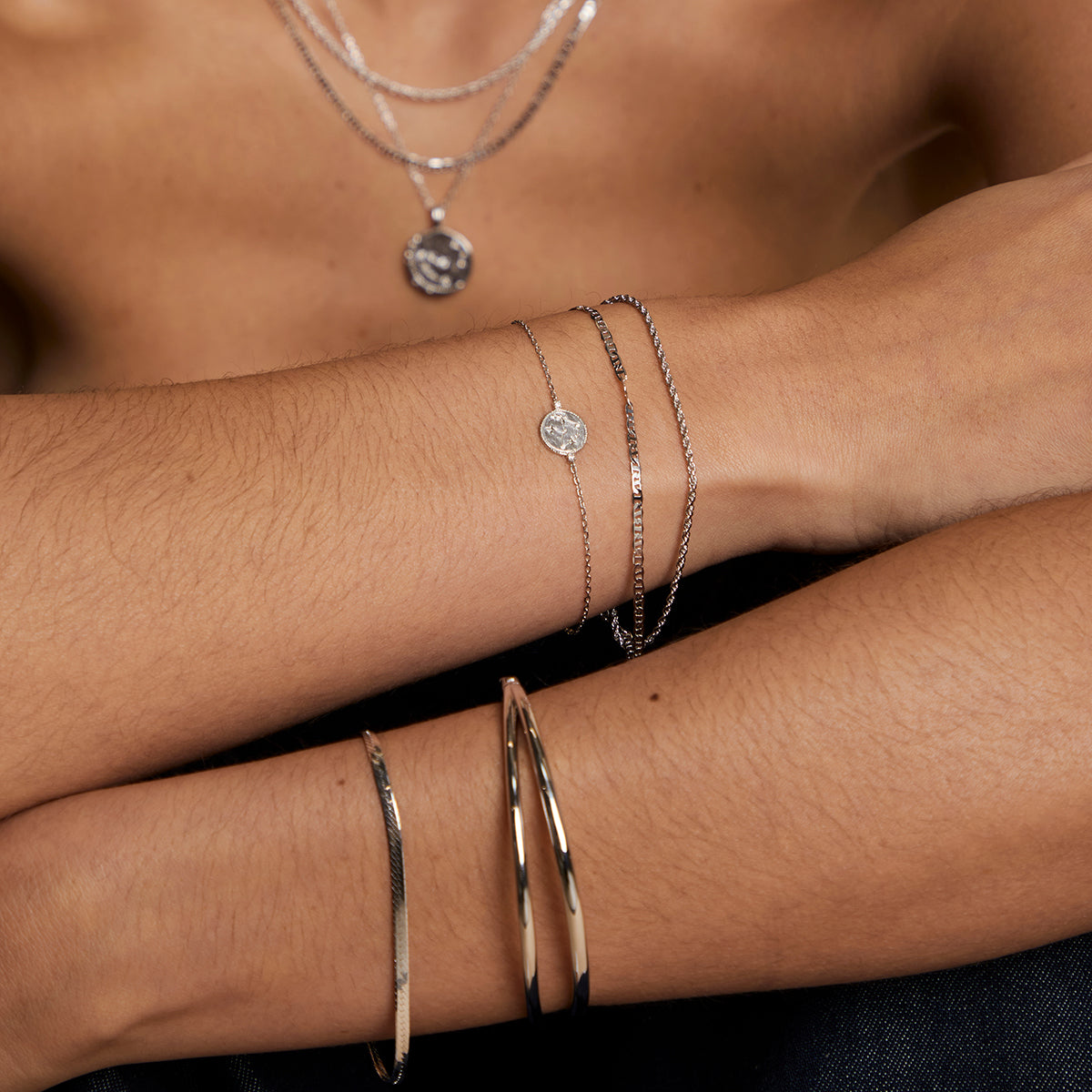 Illusion Double Chain Bracelet in Silver