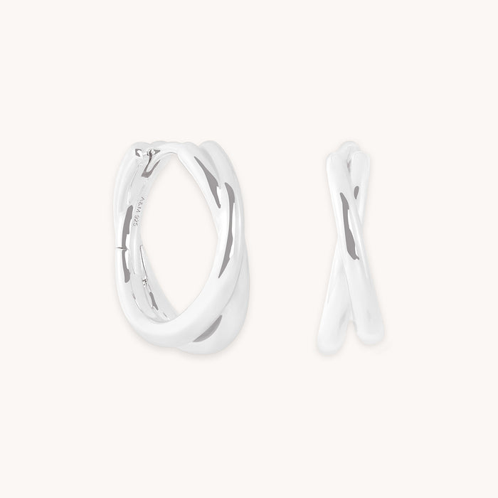 Crossover Illusion Hoops in Silver