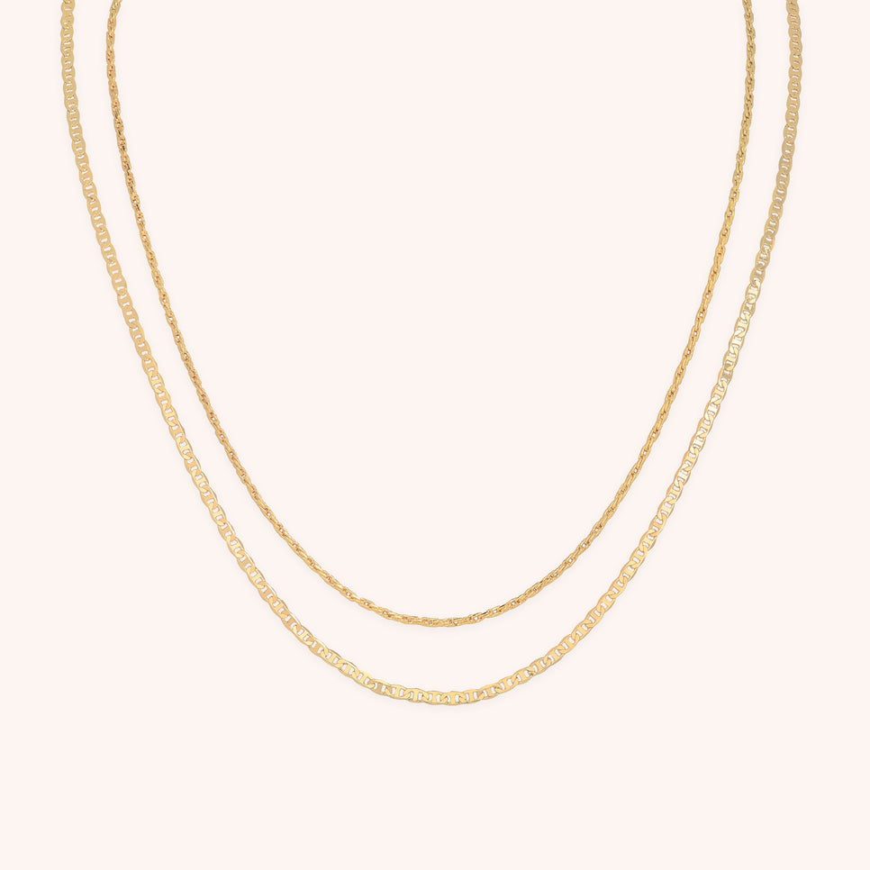 Illusion Double Chain Necklace in Gold