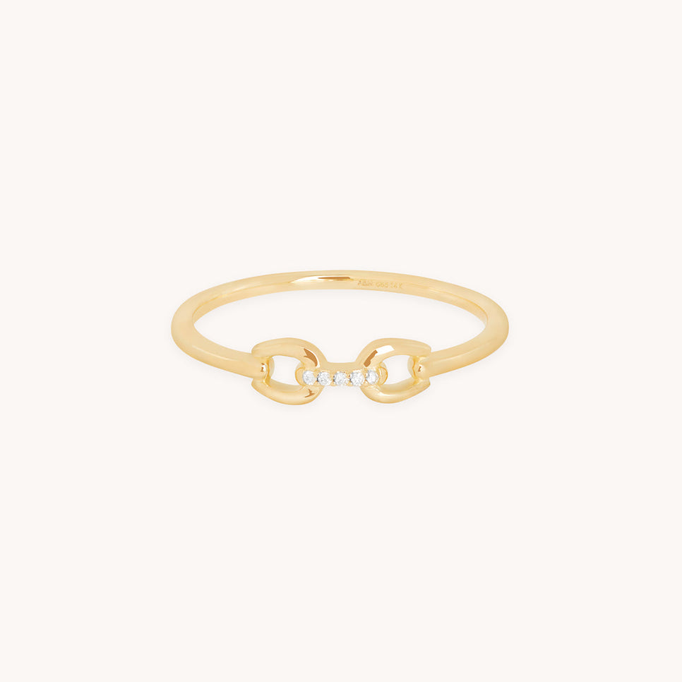 Diamond Hardware Ring in Solid Gold-Astrid &amp; Miyu