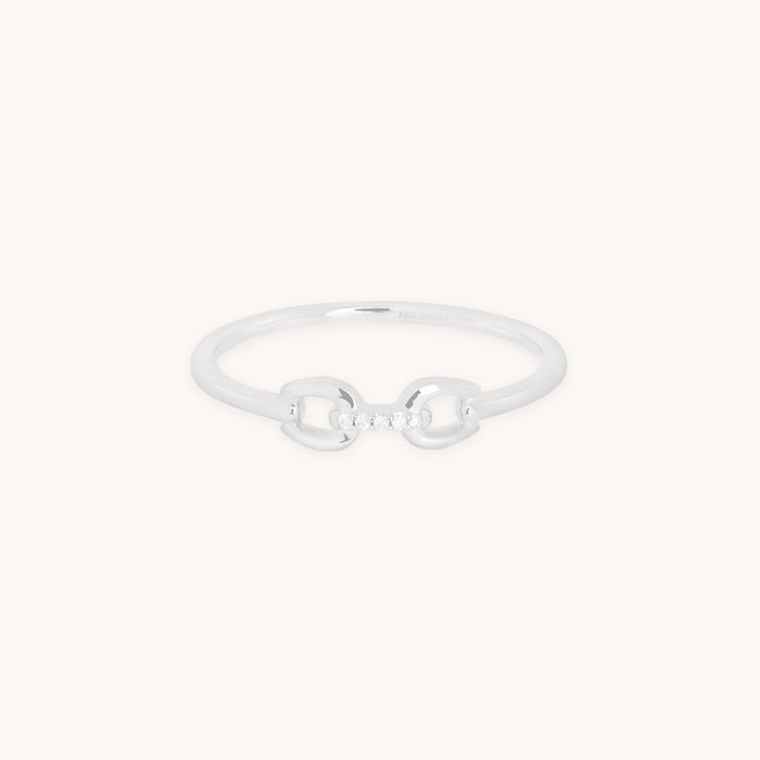 Diamond Hardware Ring in Solid White Gold-Astrid &amp; Miyu