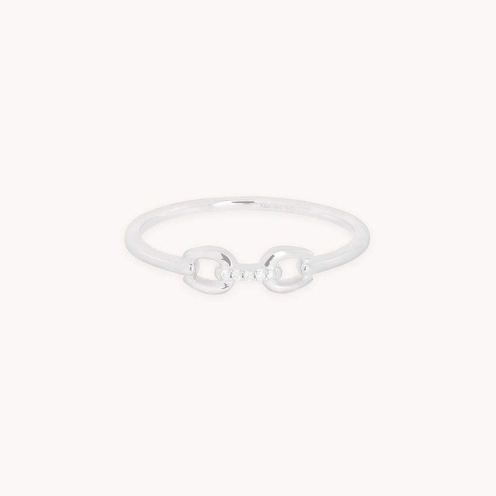 Diamond Hardware Ring in Solid White Gold-Astrid &amp; Miyu