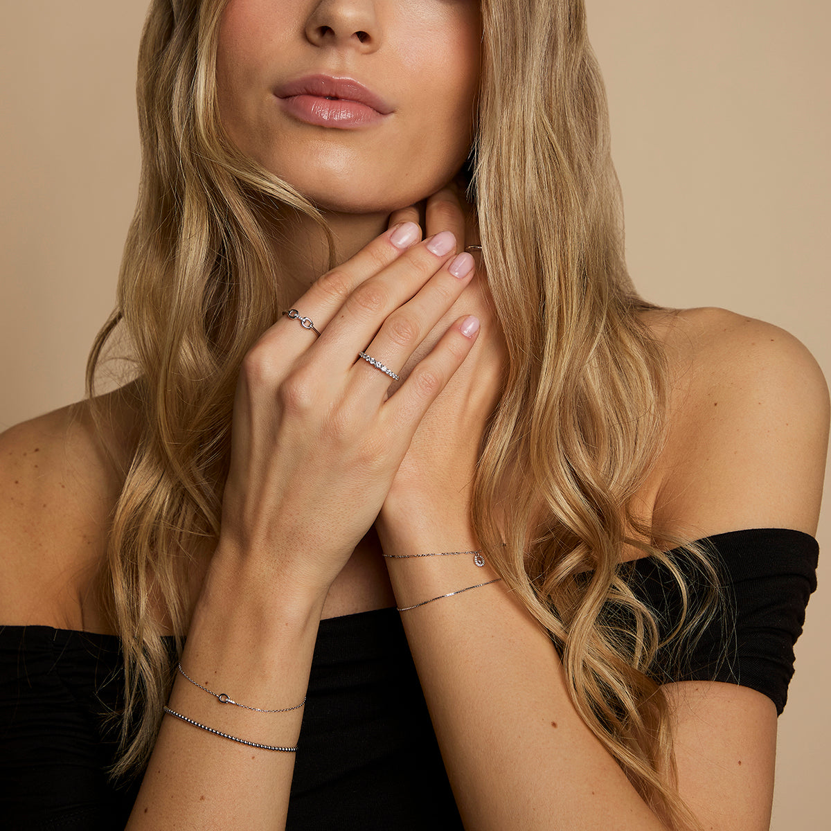 Diamond Hardware Ring in Solid White Gold-Astrid &amp; Miyu