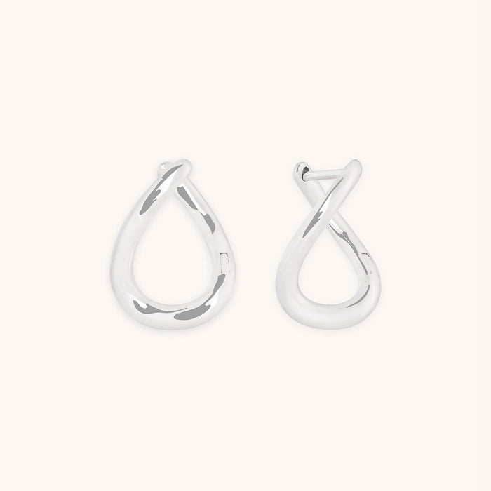 Molten Hoops in Solid White Gold-Astrid &amp; Miyu