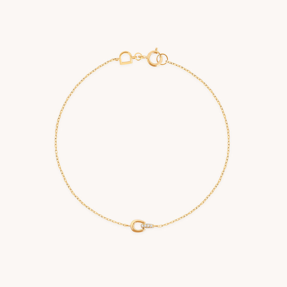 Diamond Hardware Pendant Bracelet in Solid Gold-Astrid &amp; Miyu